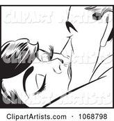 Pop Art Couple Kissing in Black and White 2