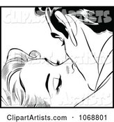 Pop Art Couple Kissing in Black and White 4