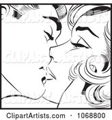 Pop Art Couple Kissing in Black and White 5