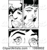 Pop Art Women Crying and Talking Black and White