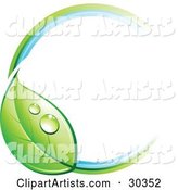 Pre-Made Logo of a Circle with a Dewy Green Leaf