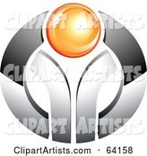 Pre-Made Logo of an Orange Orb on Chrome