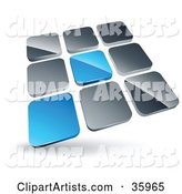 Pre-Made Logo of Two Blue Tiles Standing out from Rows of Silver Tiles