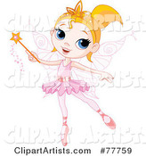 Pretty Blond Ballerina Fairy Girl Using a Magic Wand