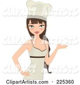 Pretty Brunette Chef Woman Presenting in a Dress