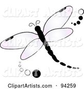 Purple Flying Dragonfly Logo with Dots
