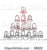 Pyramid of Stick People Characters with Briefcases and Cell Phones