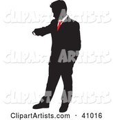 Red and Black Punctual Businessman Checking His Watch Silhouette