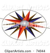 Red, Blue and Brown Compass Rose