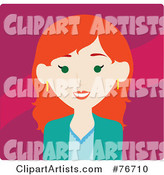 Red Haired Caucasian Woman Avatar on Pink