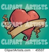 Red Heart Tattoo Background with a Blank Banner