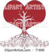 Red Heart Tree with Deep Roots