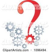 Red Question Mark and Gear Cogs