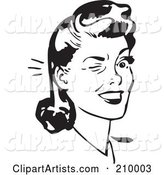 Retro Black and White Woman Winking