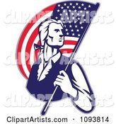 Retro Patriotic Man Carrying an American Flag
