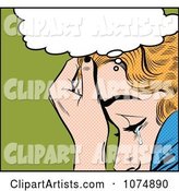 Retro Pop Art Blond Woman Crying Under a Thought Balloon