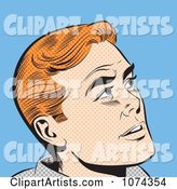 Retro Pop Art Red Haired Man Looking up