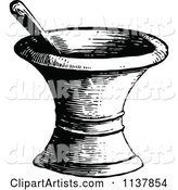 Retro Vintage Black and White Mortar and Pestle