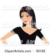 Royalty-Free (RF) Clipart Illustration of a Indian Beauty Woman in a Black Shirt, Wearing Her Hair down with a Bindi on Her Forehead