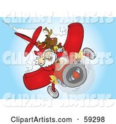 Santa and Rudolph Flying a Plane