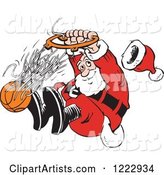 Santa Slam Dunking a Basketball