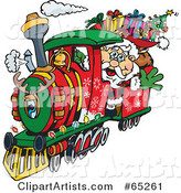 Santa Waving and Driving a Train Sleigh