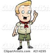 Scout Boy Standing and Holding up a Finger