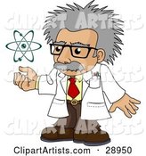 Senior, Gray Haired Scientist Holding His Hand Under a Spinning Galaxy