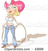 Sexy Blond Cowgirl Pinup Holding a Lasso