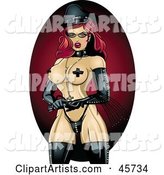 Sexy Dominatrix Pinup Woman Dressed in Leathers