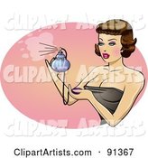 Sexy Pinup Perfume Spritzer Woman Spraying