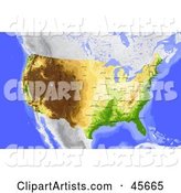Shaded Contour Map of the United States and Surrounding Oceans