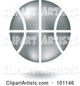 Shiny Silver Basketball Logo Icon