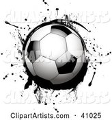 Shiny Soccer Ball on Black Grunge