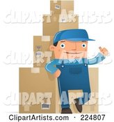 Shipping Warehouse Man Leaning Against Packaged Boxes