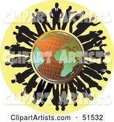 Silhouetted Corporate Businessmen Surrounding a Wire Globe