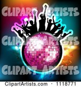 Silhouetted Dancers on a Disco Ball with Music Notes 1