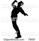 Silhouetted Male Singer Arching Backwards