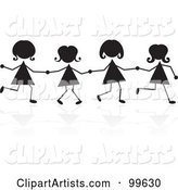 Silhouetted Stick Girls Holding Hands