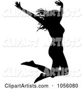 Silhouetted Woman Jumping