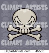 Skull and Crossbones with a Repeat Pattern Purple Background