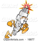 Spark Plug Mascot Cartoon Character Running