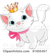 Spoiled White Kitten Wearing a Crown