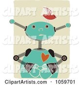 Springy Robot with a Bird on His Head