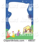 Stationery Border of the Nativity Scene on White