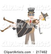 Steampunk Man Carrying a Woman in His Arms