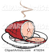 Steamy Hot Ham with a Slice on a Plate