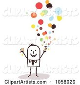 Stick Businessman Tossing Confetti