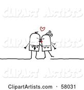 Stick People Character Couple Kissing Under a Heart