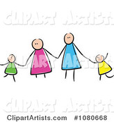 Stick People Family Holding Hands 1